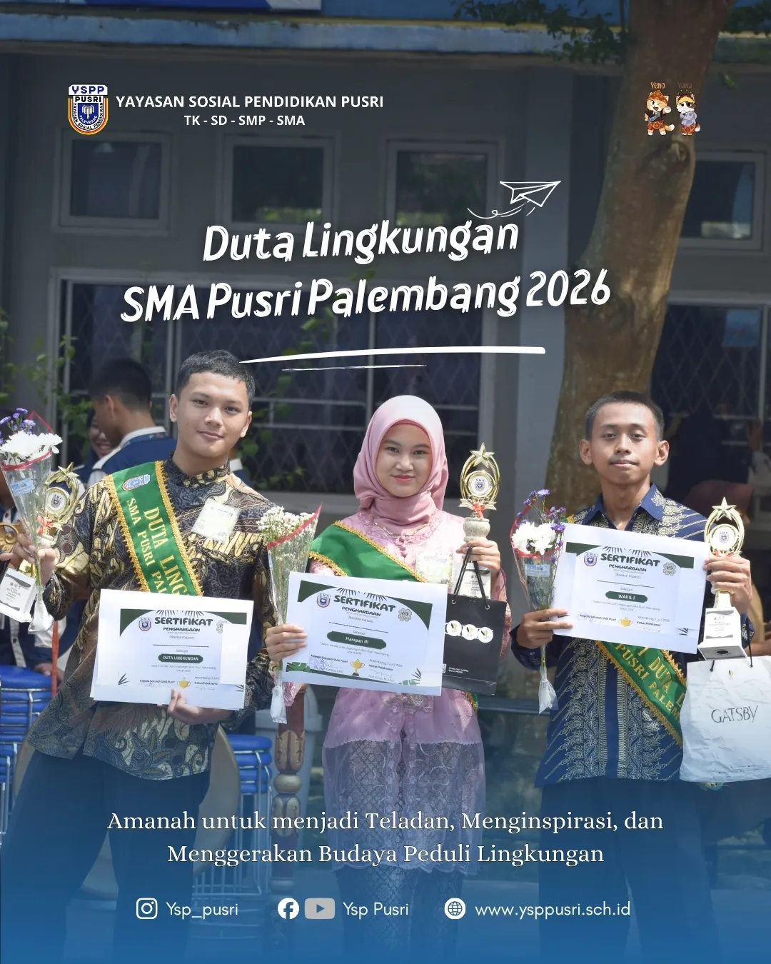 Selamat kepada para Duta Lingkungan SMA Pusri Palembang 2026