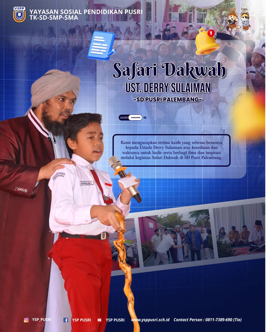 Safari Dakwah Ustadz Derry Sulaiman di SD Pusri: Menanamkan Nilai Iman Sejak Dini