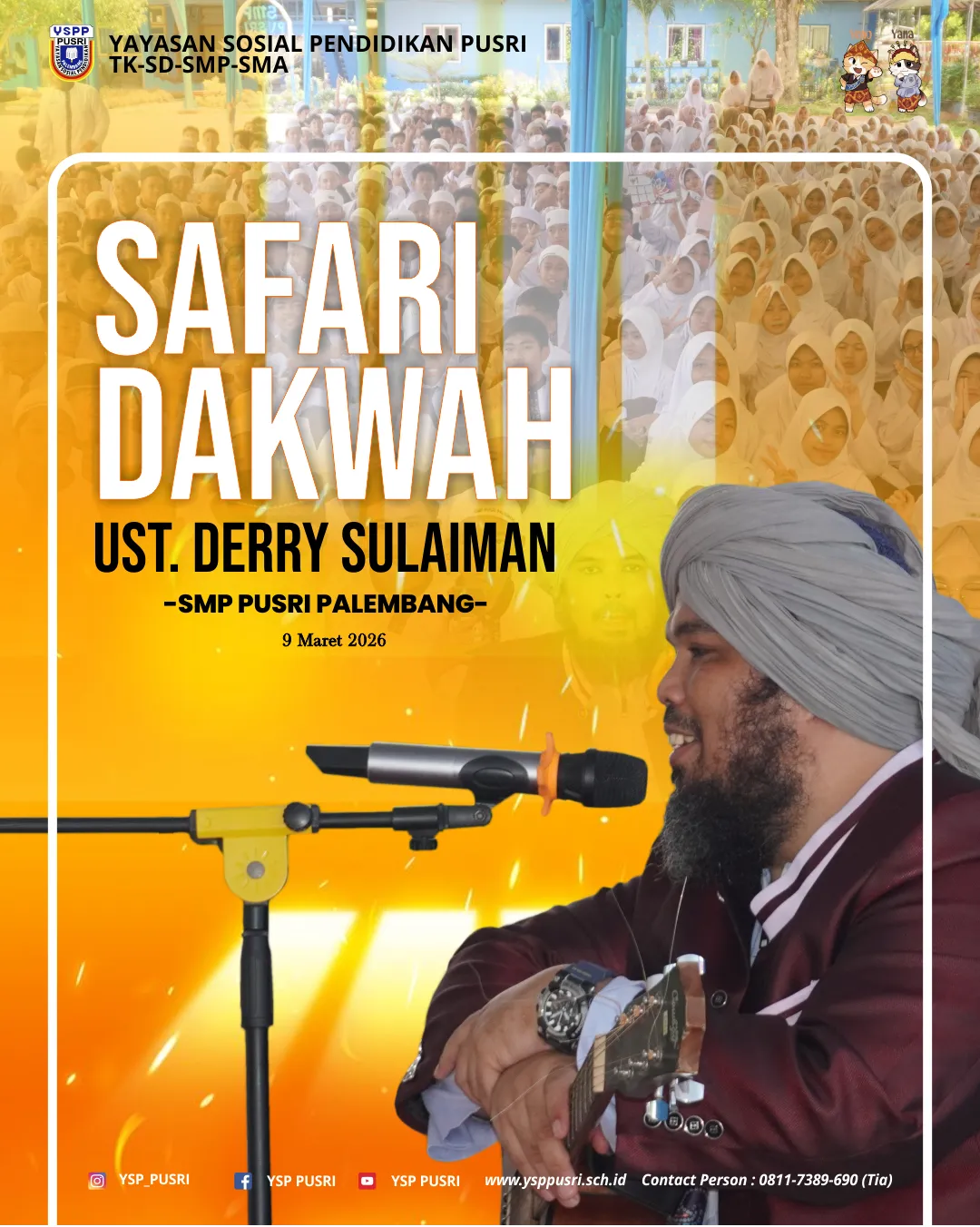 Safari Dakwah Ustadz Derry Sulaiman di SMP Pusri: Menguatkan Iman dan Karakter Generasi Muda